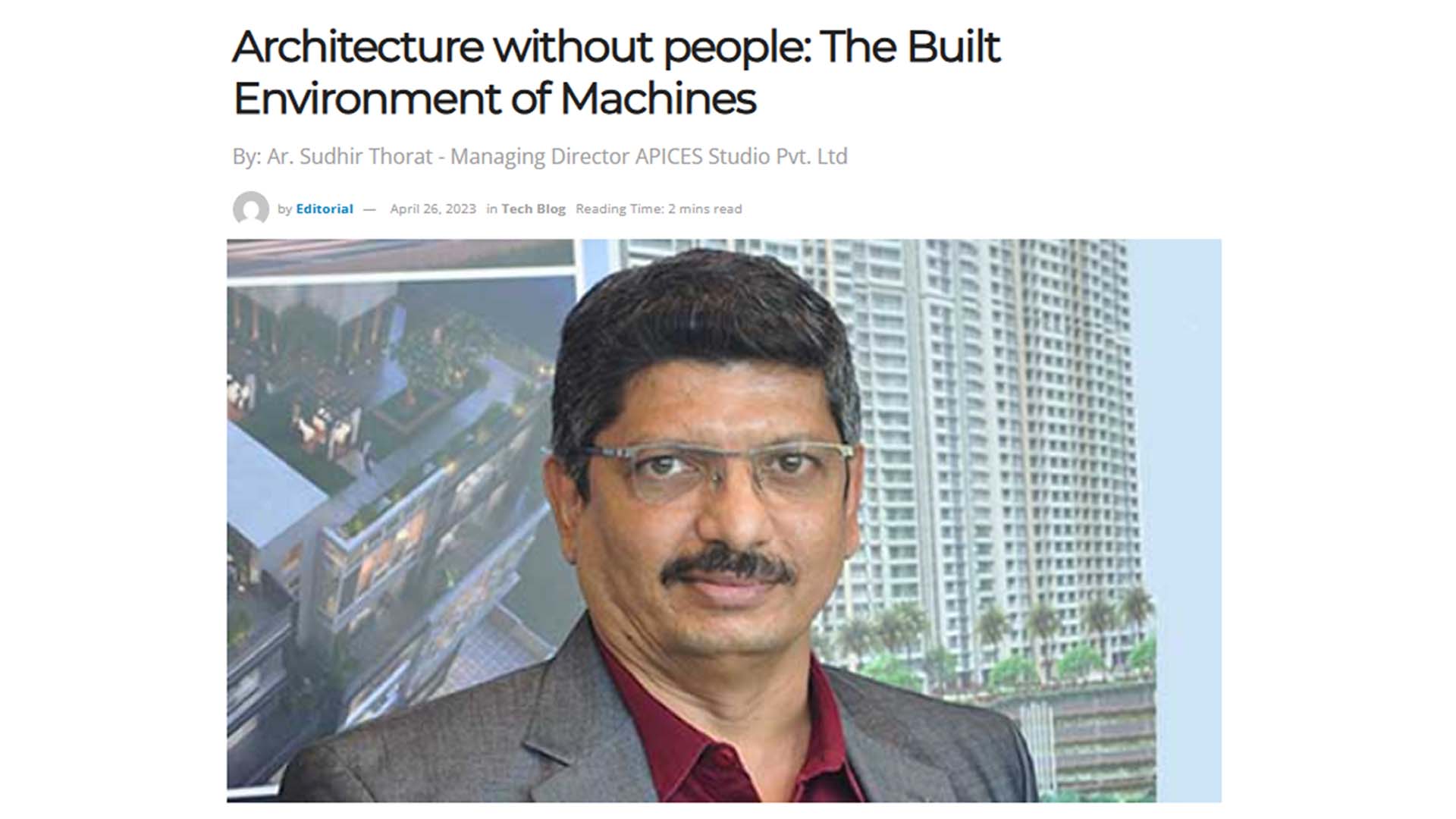 Architecture without people: The Built Environment of Machines