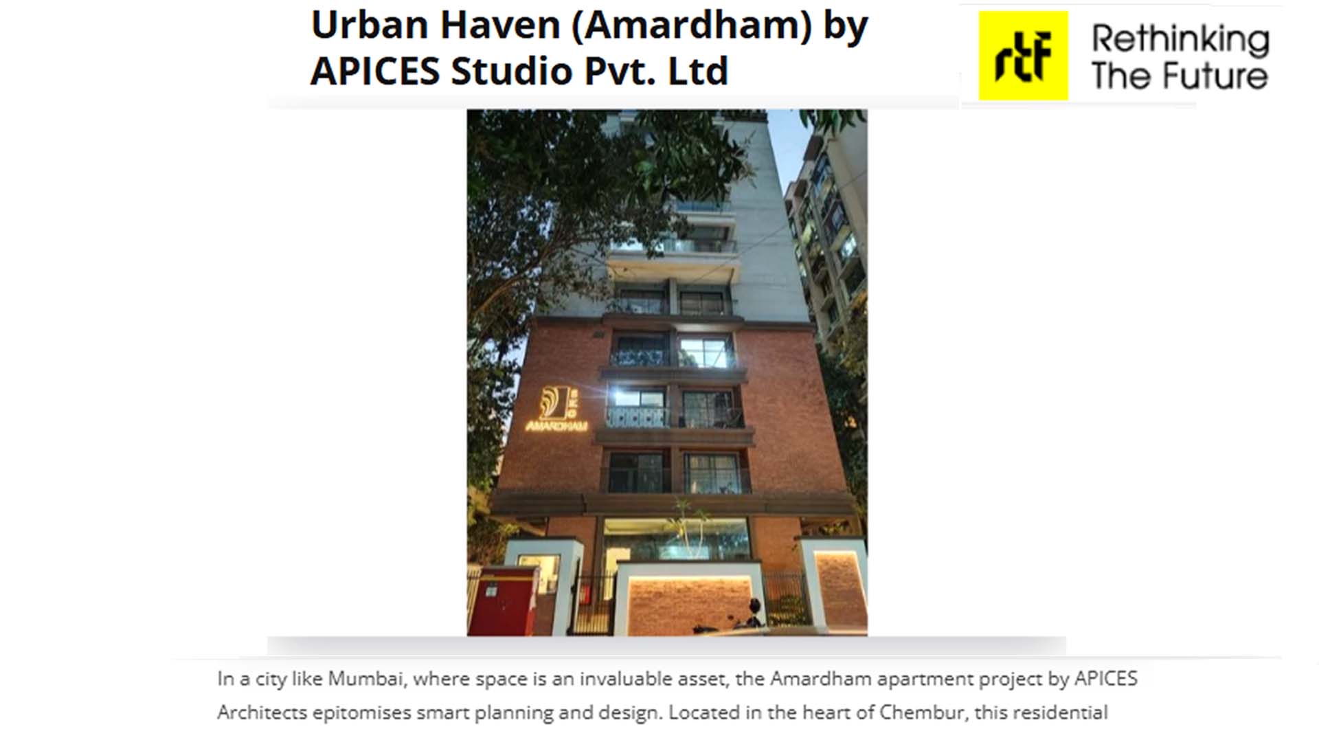 Urban Haven (Amardham) by APICES Studio Pvt. Ltd