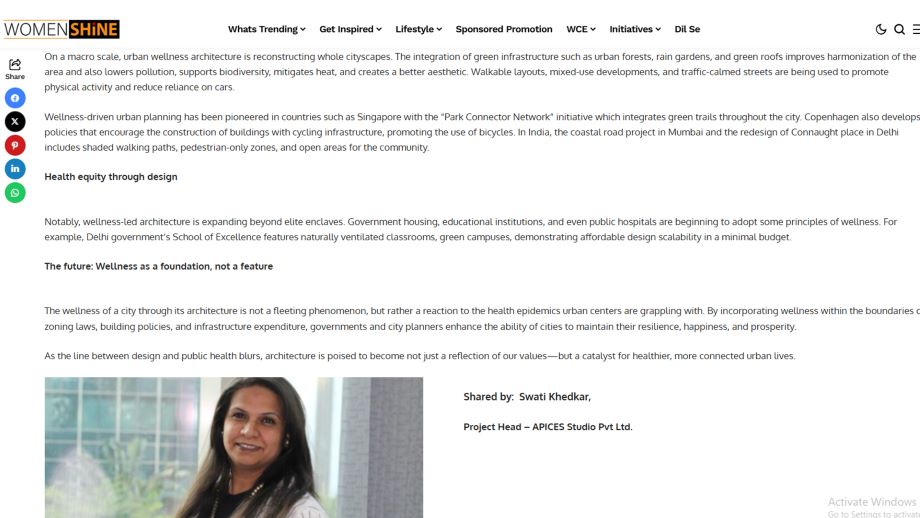 By Ar. Swati Khedkar, Beyond aesthetics: The rise of architecture-led urban wellness 